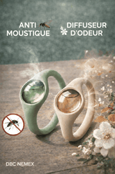 DBC NEMEX anti-mosquito bracelet Senegal in green and beige with natural diffuser for odor control